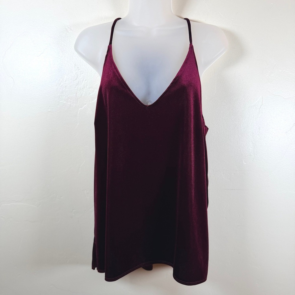 VTG Y2K Abercrombie & Fitch Velvet Cami Top Women's M Burgundy Whimsigoth Vamp
